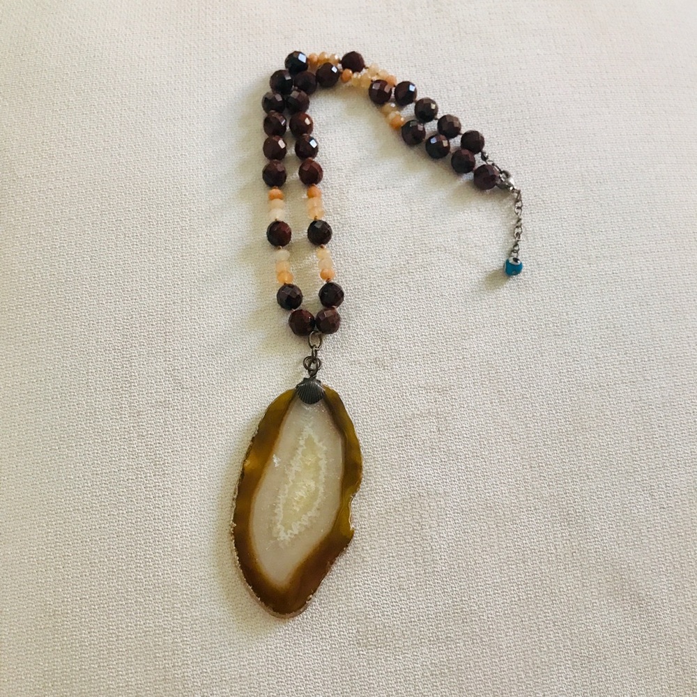 Vintage Sterling Silver Agate &Tigers Eye necklace